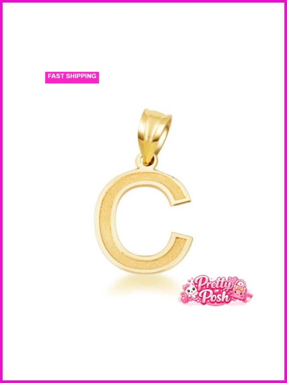 Gold Initial Letter Pendant Necklace in 10K or 14K Solid Gold